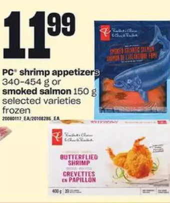 Loblaws Pc shrimp appetizers or smoked salmon offer