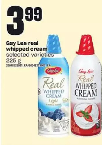 Loblaws Gay lea real whipped cream offer