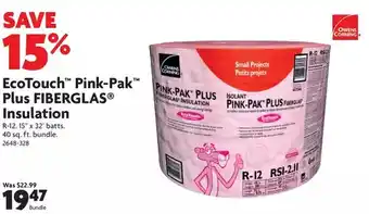 Home Hardware Ecotouch pink-pak plus fiberglas insulation offer
