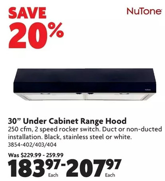Home Hardware 30" under cabinet range hood offer