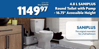 Home Hardware 4.8 l saniplus round toilet with pump - 16.75" accessible height offer