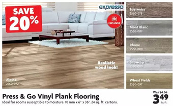 Home Hardware Expresso press & go vinyl plank flooring offer