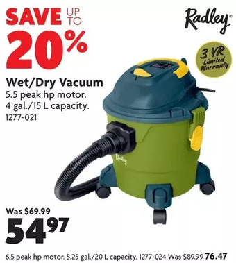 Home Hardware Wet/dry vacuum: 4 gal./15 l capacity | 5.25 gal./20 l capacity offer