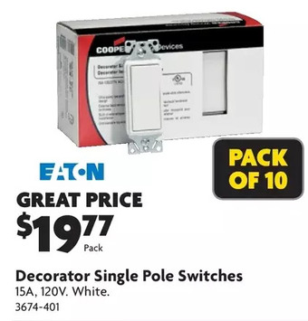 Home Hardware Decorator single pole switches offer