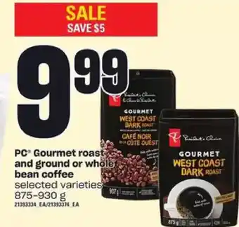 Zehrs Markets Pc gourmet roastr and ground or whole bean coffee offer