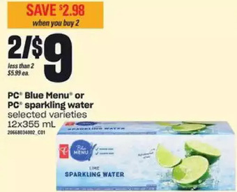 Independent Grocer Pc blue menu or pc sparkling water offer