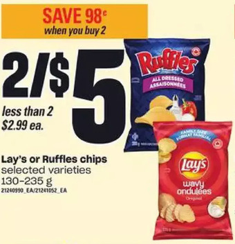 Independent Grocer Lay's or ruffles chips offer