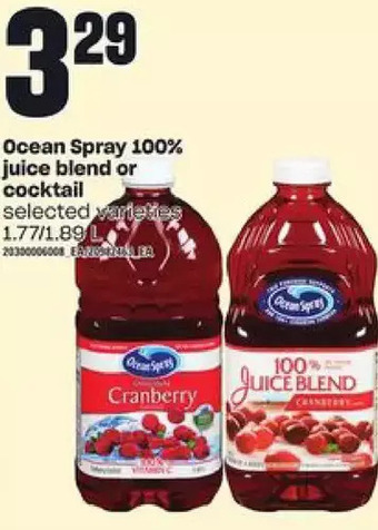 Independent Grocer Ocean spray 100% juice blend or cocktail offer