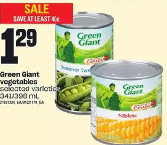 Independent Grocer Green giant vegetables offer