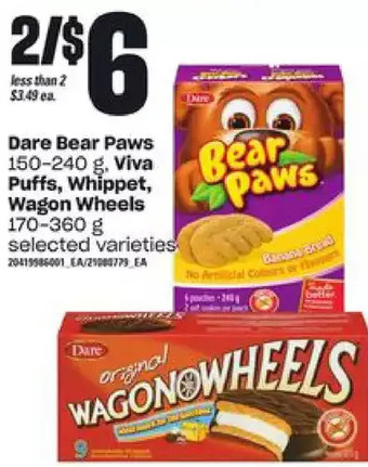 Independent Grocer Dare bear paws, viva puffs, whippet, wagon wheels offer