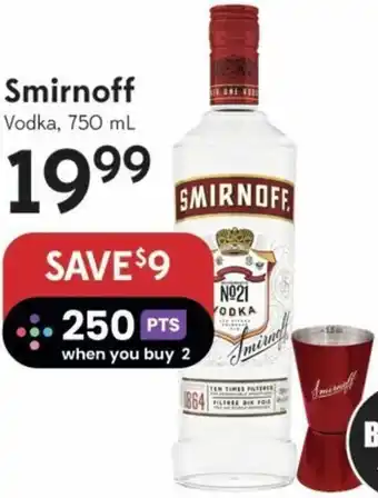 Sobeys Liquor Smirnoff Vodka, 750ml offer