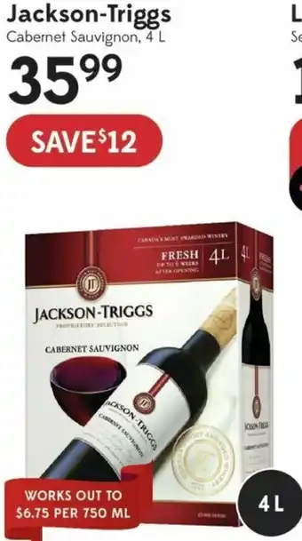 Jackson-Triggs Cabernet Sauvignon, 4L