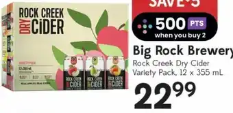 Sobeys Liquor Big Rock Brewer Rock Creek Dry Cider 12 x 355ml offer