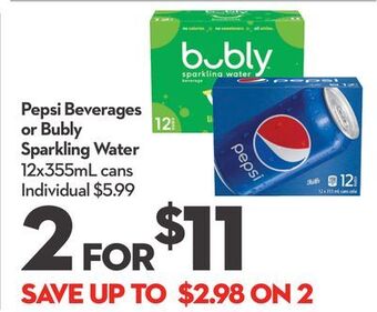 Longo's Pepsi beverages or bubly sparkling water offer