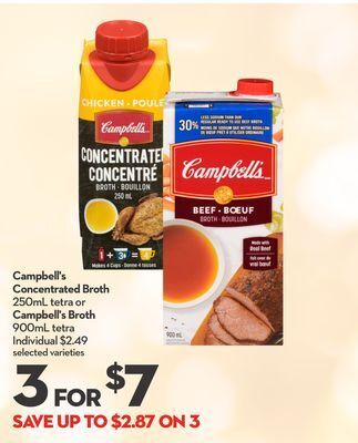 Longo's Campbell's concentrated broth 250ml tetra or campbell's broth 900ml tetra offer