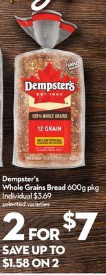 Longo's Dempster's whole grains bread offer