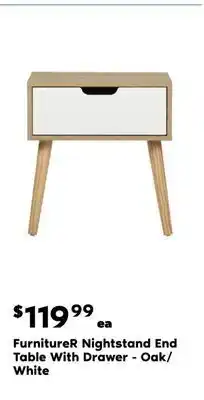 Real Canadian Superstore Furniturer nightstand end table with drawer - oak/white offer