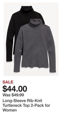 Old Navy Long-sleeve rib-knit turtleneck top 2-pack for women offer