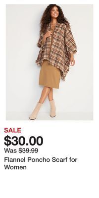 Old Navy Flannel poncho scarf for women offer