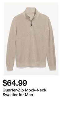 Old Navy Quarter-zip mock-neck sweater for men offer