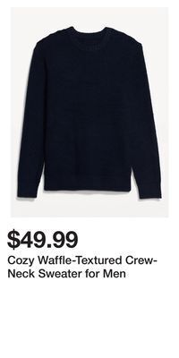 Old Navy Cozy waffle-textured crew-neck sweater for men offer