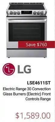 Canadian Appliance Source Electric range 30 convection glass burners (electric) front controls range offer