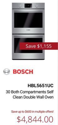 Canadian Appliance Source Bosch 30 both compartments self clean double wall oven offer