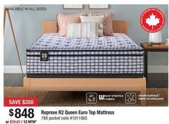 Bad Boy Superstore Repreve r2 queen euro top mattress offer