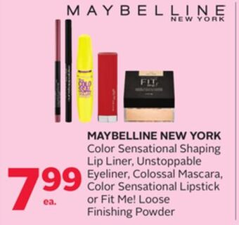Rexall Maybelline new york color sensational shaping lip liner, unstoppable eyeliner, colossal mascara, color sensational lipstick o offer