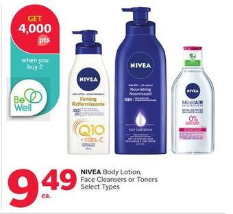 Rexall Nivea body lotion, face cleansers or toners offer