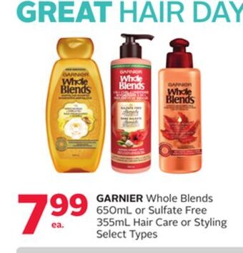 Rexall Garnier whole blends 650ml or sulfate free 355ml hair care or styling offer