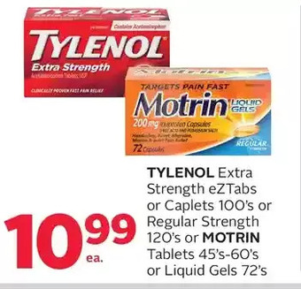 Rexall Tylenol extra strength eztabs or caplets or regular strength or motrin tablets or liquid gels offer