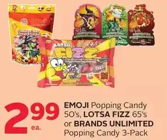Rexall Emoji popping candy, lotsa fizz or brands unlimited popping candy offer
