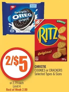 Shoppers Drug Mart Christie cookies or crackers offer