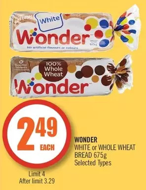 Shoppers Drug Mart Wonder white or whole wheat bread offer