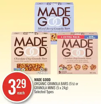 Shoppers Drug Mart Made good organic granola bars or granola minis offer