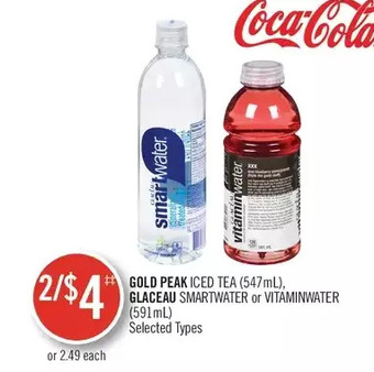 Shoppers Drug Mart Gold peak iced tea, glacéau smartwater or vitaminwater offer