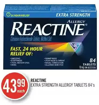 Shoppers Drug Mart Reactine extra strength allergy tablets offer