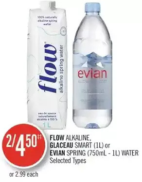 Shoppers Drug Mart Flow alkaline, glaceau smart or evian spring water offer