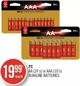 Shoppers Drug Mart Pc aa or aaa alkaline batteries offer