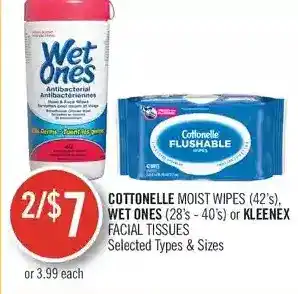 Shoppers Drug Mart Cottonelle moist wipes, wet ones or kleenex facial tissues offer