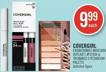 Shoppers Drug Mart Covergirl exhibitionist mascara, outlast lipstick or trunaked eyeshadow palette offer