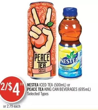 Shoppers Drug Mart Nestea iced tea or peace tea king can beverages offer