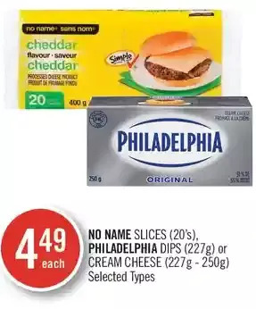 Shoppers Drug Mart No name slices, philadelphia dips or cream cheese offer