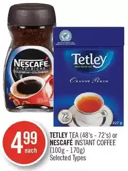 Shoppers Drug Mart Tetley tea or nescafé instant coffee offer