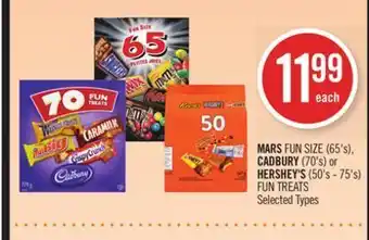 Shoppers Drug Mart Mars fun size (65's), cadbury (70's) or hershey's (50's - 75's) fun treats offer