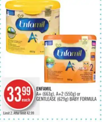 Shoppers Drug Mart Enfamil a+ (663g), a+2 (550g) or gentlease (629g) baby formula offer
