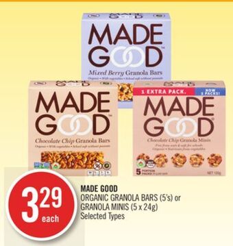 Shoppers Drug Mart Made good organic granola bars (5's) or granola minis (5 x 24g) offer