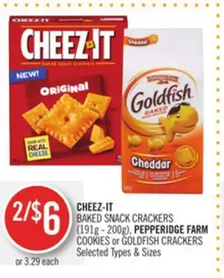 Shoppers Drug Mart Cheez-it baked snack crackers (191g - 200g), pepperidge farm cookies or goldfish crackers offer