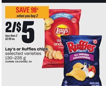 Independent City Market Lay's or ruffles chips, 130-235 g offer